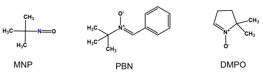 Abbildung 2 Schematische chemische Struktur von MNP, PBN, DMPO